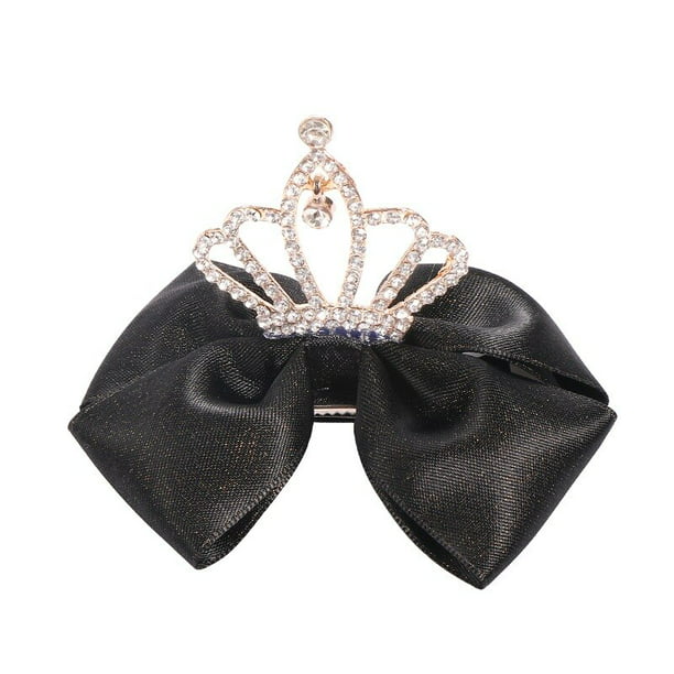 Fashion Kids Girls Crystal Rhinestone Bowknot Crown Hair Clip Princess Hairpin 